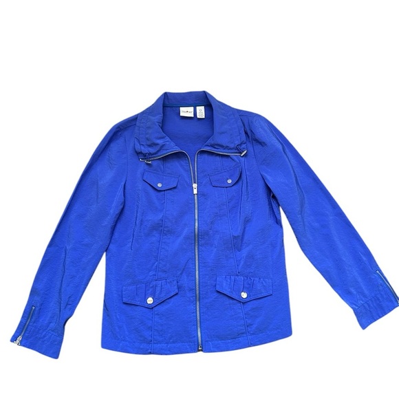 5/$25 Zenergy by Chico’s Vibrant Blue Zip-Up Spring Jacket Chico’s size 0 - Picture 1 of 8